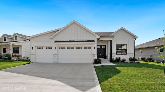 780 NE Badger Ln, Waukee, IA 50263 - modern farmhouse style home with board and batten siding, an attached garage, driveway, and stone siding