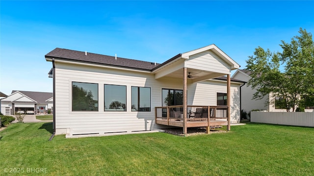 780 NE Badger Ln, Waukee, IA 50263 - back of house featuring ceiling fan and a wooden deck