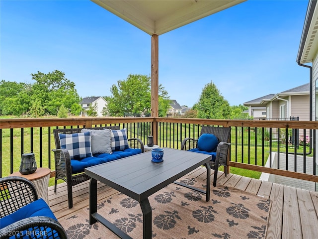 780 NE Badger Ln, Waukee, IA 50263 - wooden terrace with an outdoor hangout area
