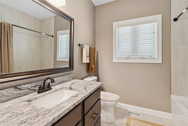 800 NE Badger Ln, Waukee, IA 50263 - bathroom featuring vanity, shower / bath combo, and tile patterned flooring