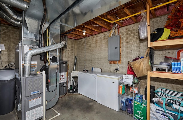 2014 Vista View Dr, Granger, IA 50109 - unfinished below grade area with electric panel, refrigerator, and water heater