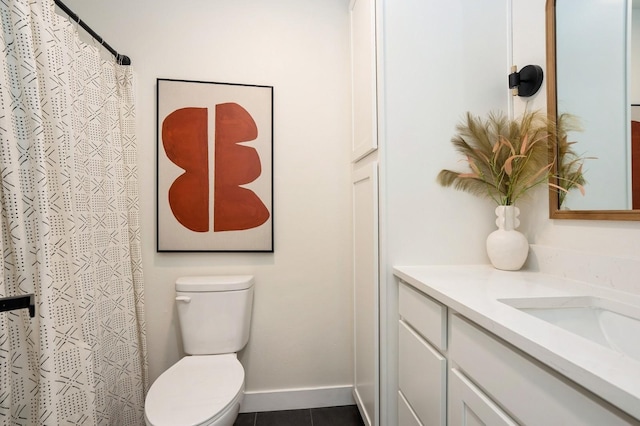 8501 NW Beaver Dr, Johnston, IA 50131 - full bathroom featuring vanity, tile patterned flooring, and a shower with shower curtain