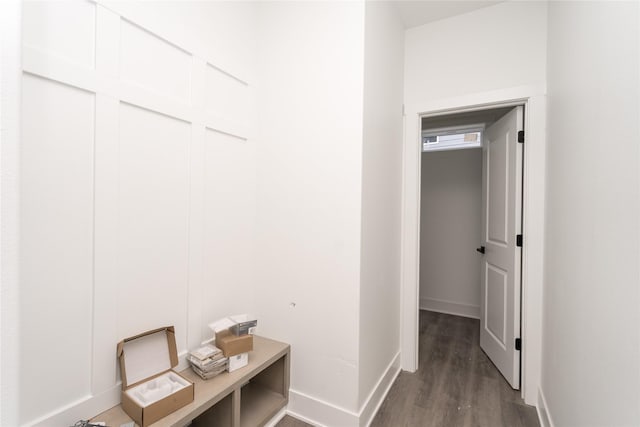17987 Alpine Dr, Clive, IA 50325 - mudroom featuring dark wood finished floors and baseboards