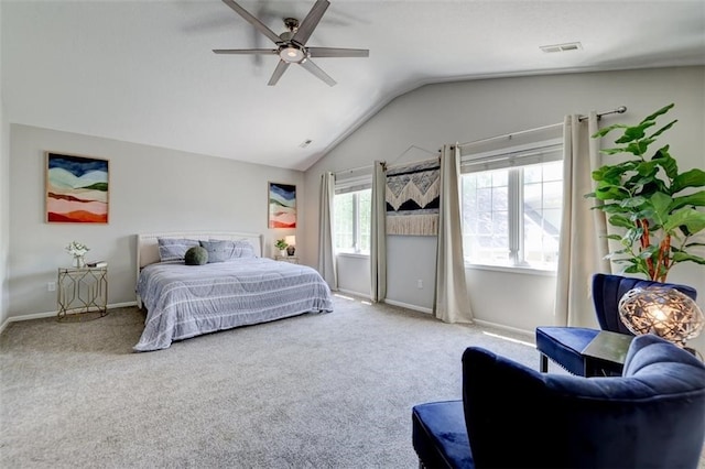 5583 Meredith Dr Unit 5C, Des Moines, IA 50310 - bedroom with lofted ceiling, carpet, and a ceiling fan