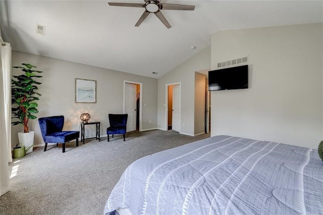 5583 Meredith Dr Unit 5C, Des Moines, IA 50310 - carpeted bedroom featuring lofted ceiling and a ceiling fan