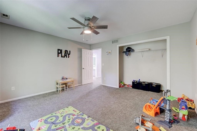 5583 Meredith Dr Unit 5C, Des Moines, IA 50310 - playroom featuring ceiling fan and carpet floors