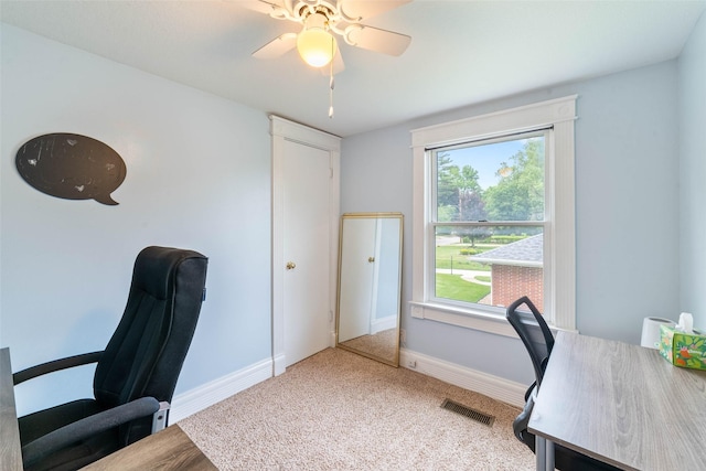 2800 E Douglas Ave, Des Moines, IA 50317 - office area featuring carpet and ceiling fan