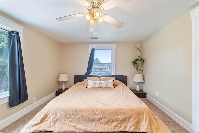 2800 E Douglas Ave, Des Moines, IA 50317 - carpeted bedroom with multiple windows and ceiling fan