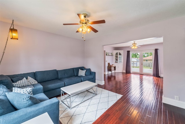 2800 E Douglas Ave, Des Moines, IA 50317 - living room featuring a ceiling fan and wood finished floors