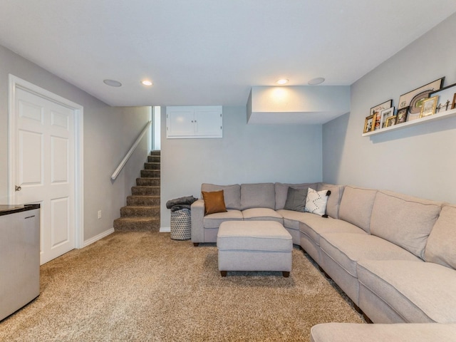 2015 NW 158th St, Clive, IA 50325 - carpeted living room with stairway and recessed lighting