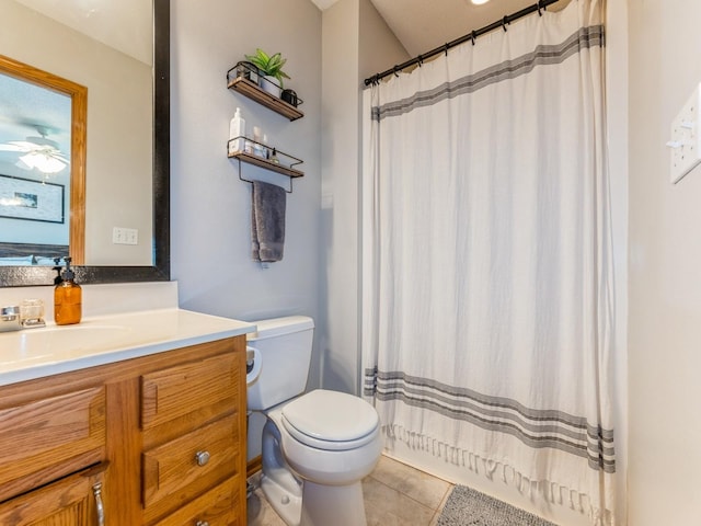 2015 NW 158th St, Clive, IA 50325 - full bath with tile patterned floors, vanity, and a ceiling fan