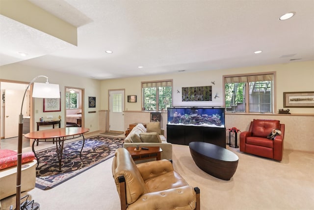 4210 Beaver Hills Dr, Des Moines, IA 50310 - living area with carpet, recessed lighting, and healthy amount of natural light