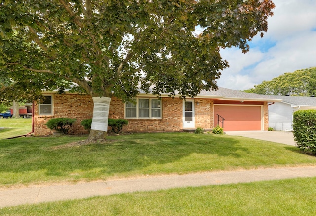 460 N 9th St, Carlisle, IA 50047 - ranch-style house with a garage, driveway, a front yard, and brick siding