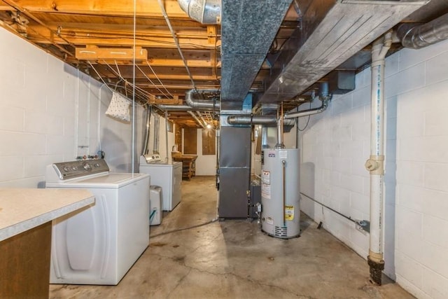 520 34th Pl, West Des Moines, IA 50265 - unfinished below grade area with water heater, washing machine and dryer, and heating unit