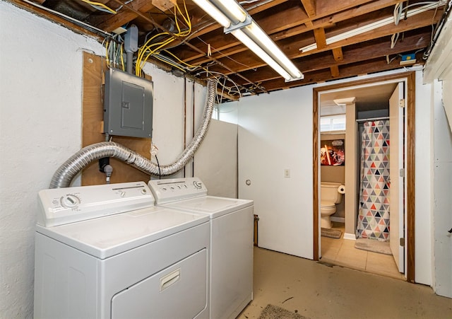 1621 Carroll Ave, Ames, IA 50010 - laundry room featuring electric panel and washer and clothes dryer
