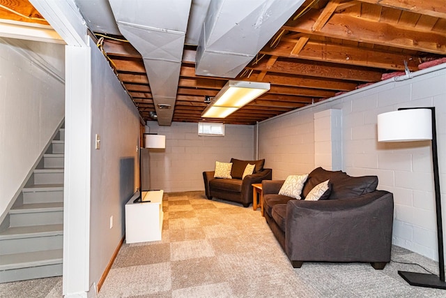 1621 Carroll Ave, Ames, IA 50010 - basement with stairs and carpet