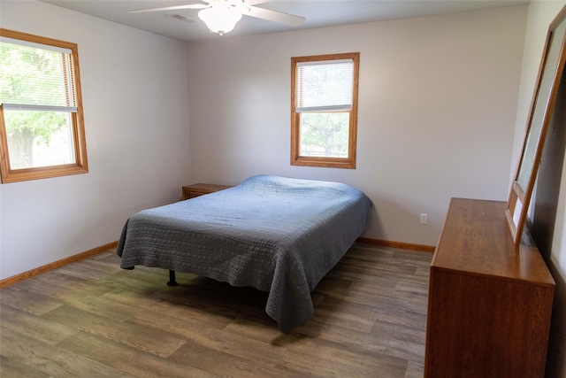 106 Park Ridge Dr, Otley, IA 50214 - bedroom with wood finished floors and a ceiling fan