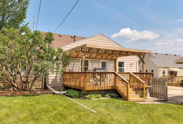 1808 60th St, Des Moines, IA 50322 - back of house featuring a wooden deck, a pergola, and roof with shingles