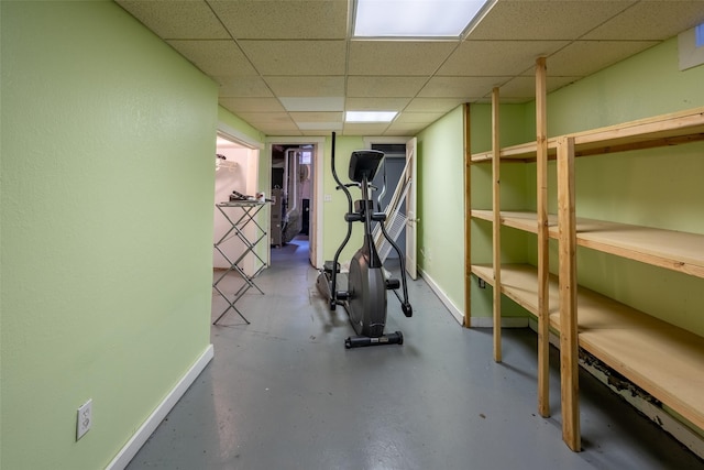 1329 63rd St, Des Moines, IA 50311 - exercise area featuring baseboards and a drop ceiling