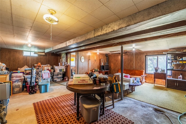 516 Walnut St, De Soto, IA 50069 - basement with wood walls and carpet floors