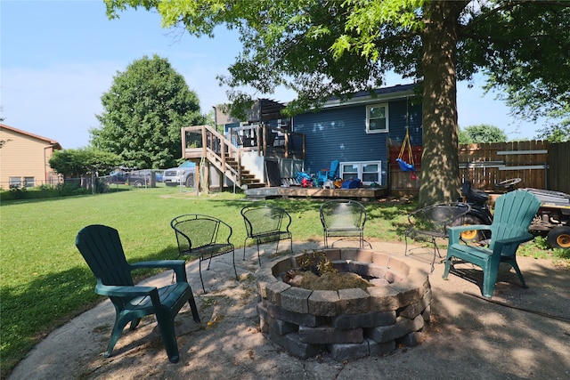 204 25th Ave SW, Altoona, IA 50009 - view of patio with an outdoor fire pit, a deck, and stairway