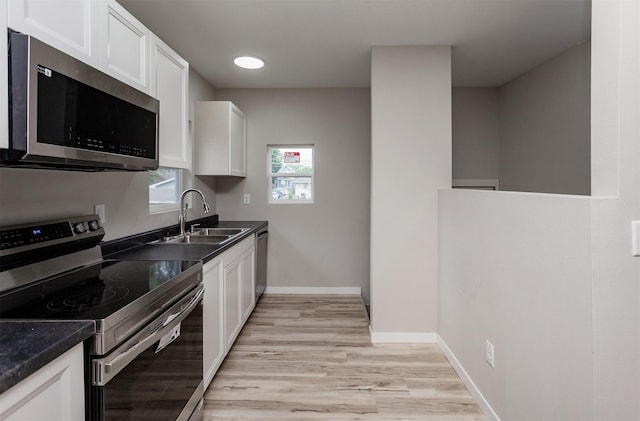 3308 Cambridge St, Des Moines, IA 50313 - kitchen featuring stainless steel appliances, white cabinets, and dark countertops