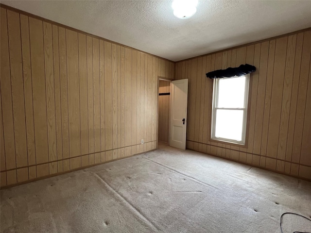 702 W 6th St S, Newton, IA 50208 - unfurnished bedroom featuring carpet, a textured ceiling, and wooden walls