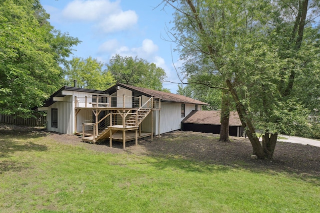 1808 80th St, Windsor Heights, IA 50324 - rear view of house featuring stairs and a deck