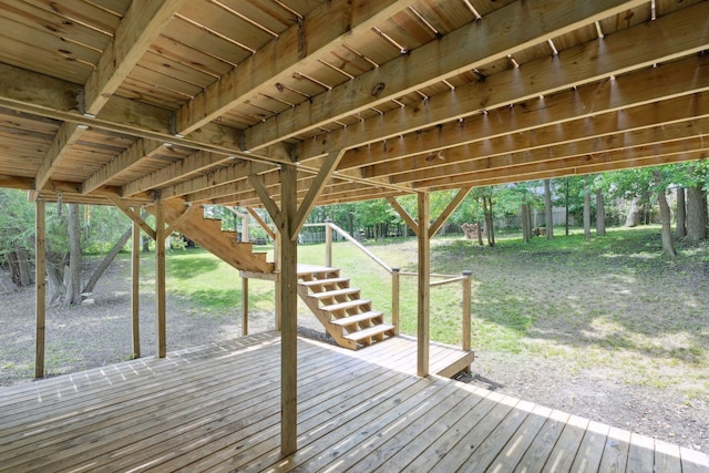 1808 80th St, Windsor Heights, IA 50324 - deck featuring stairway and a yard
