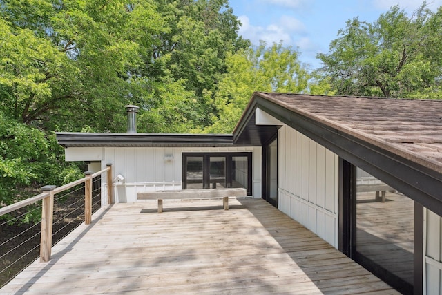 1808 80th St, Windsor Heights, IA 50324 - wooden terrace with french doors