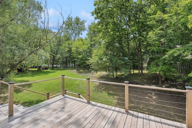 1808 80th St, Windsor Heights, IA 50324 - wooden deck featuring a lawn