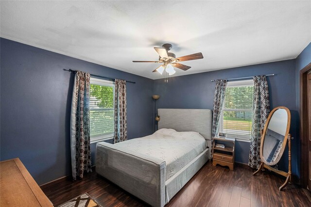 1034 66th St, Windsor Heights, IA 50324 - bedroom with multiple windows, wood finished floors, and ceiling fan