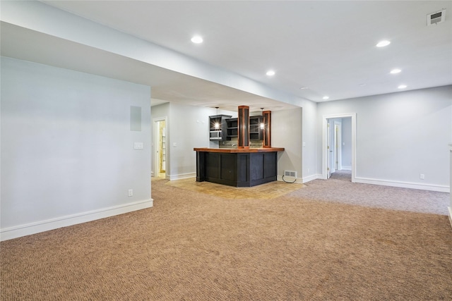 4108 158th Cir, Urbandale, IA 50323 - indoor dry bar with light carpet, recessed lighting, and stainless steel microwave