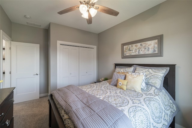 3210 NE 17th St, Ankeny, IA 50021 - bedroom featuring carpet floors, a closet, and a ceiling fan