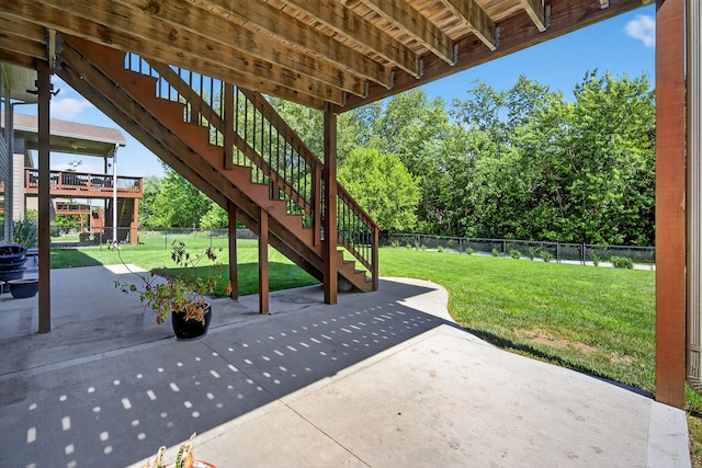 300 NW Sunset Ln, Grimes, IA 50111 - fenced backyard with a patio and stairs