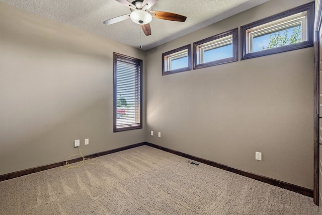300 NW Sunset Ln, Grimes, IA 50111 - unfurnished room with healthy amount of natural light, a ceiling fan, a textured ceiling, and carpet flooring