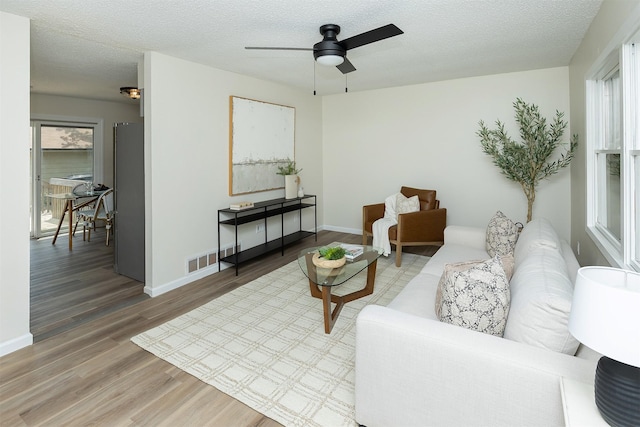 401 NE Harvey St, Grimes, IA 50111 - living room featuring light wood-style flooring and a ceiling fan