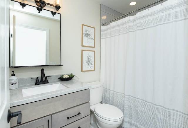 401 NE Harvey St, Grimes, IA 50111 - bathroom featuring vanity and curtained shower