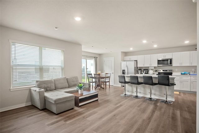 4410 NE Mongoose Ln, Ankeny, IA 50021 - living room with light wood-style flooring and recessed lighting