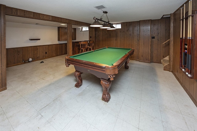 2217 Meadow Ln, West Des Moines, IA 50265 - playroom with wooden walls, light flooring, pool table, and wainscoting