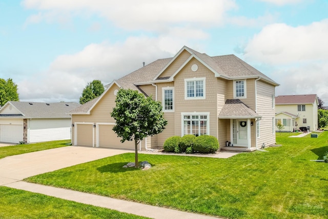 1201 NW Norton St, Grimes, IA 50111 - view of front of property featuring driveway, a front lawn, a shingled roof, and a garage