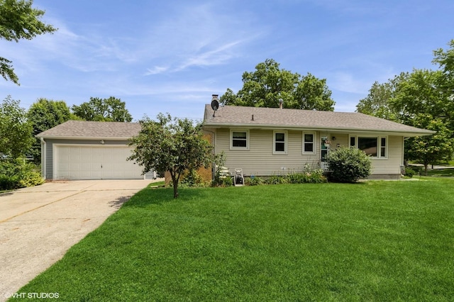 3709 Aurora Ave, Des Moines, IA 50310 - ranch-style home featuring driveway, a front yard, and a garage
