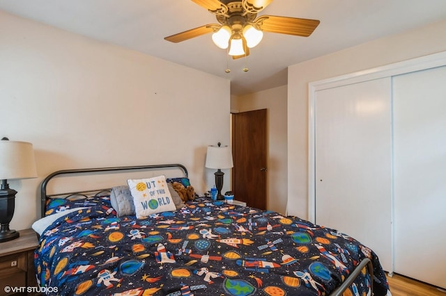 3709 Aurora Ave, Des Moines, IA 50310 - bedroom featuring a closet and ceiling fan
