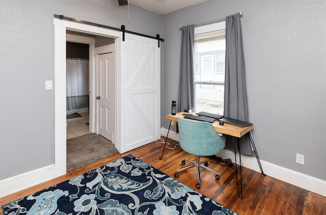420 9th St, West Des Moines, IA 50265 - home office featuring a barn door and wood finished floors