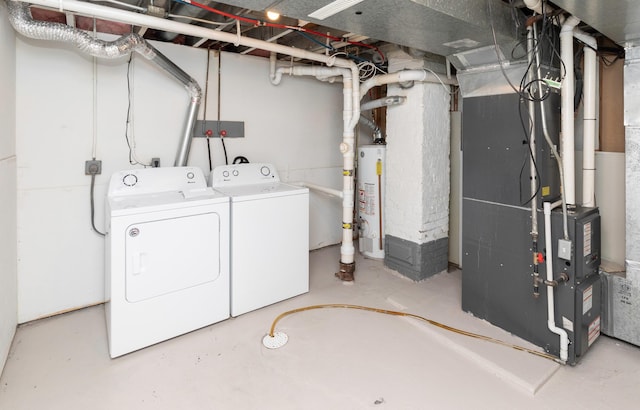3948 43rd St, Des Moines, IA 50310 - unfinished basement with washing machine and dryer, water heater, and heating unit
