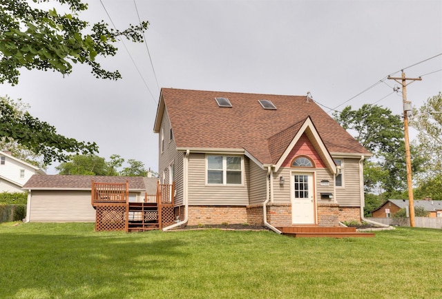 3948 43rd St, Des Moines, IA 50310 - rear view of house featuring a deck, roof with shingles, and brick siding