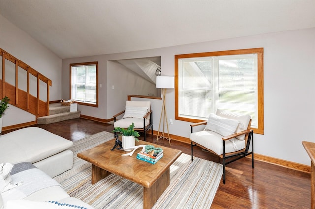 3948 43rd St, Des Moines, IA 50310 - living area featuring wood finished floors and stairs