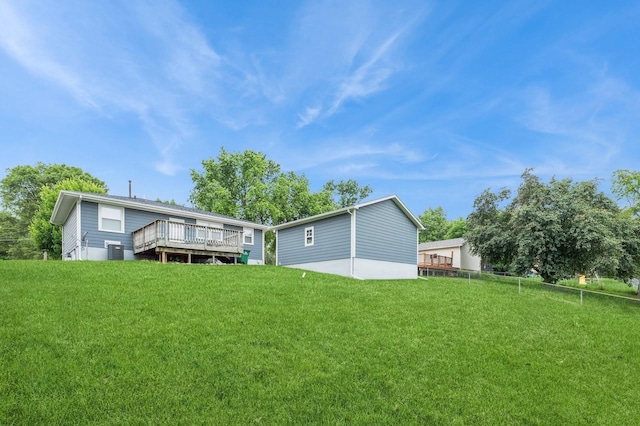 3817 80th St, Urbandale, IA 50322 - rear view of house with a lawn and a wooden deck