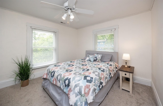 2418 Terrace Rd, Des Moines, IA 50312 - bedroom with carpet, multiple windows, and a ceiling fan
