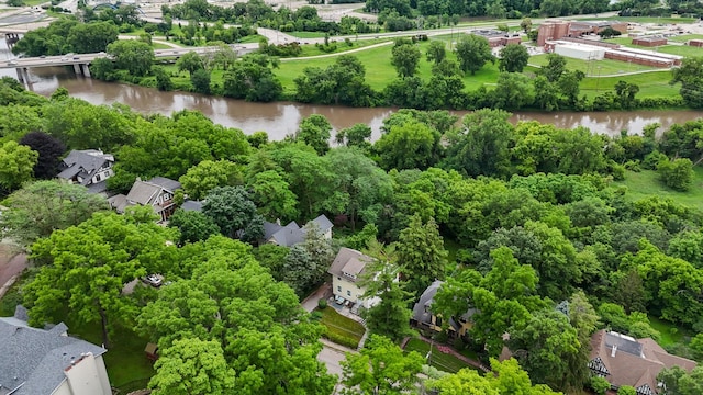 2418 Terrace Rd, Des Moines, IA 50312 - aerial perspective of suburban area with a large body of water and a notable bridge